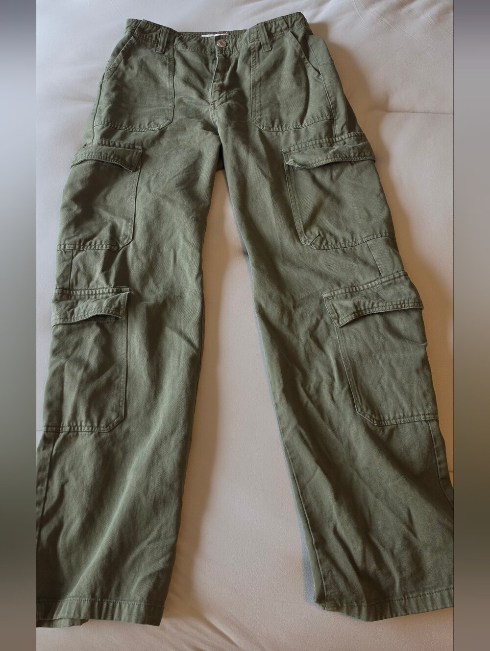 Zara Olive Green Utility Cargo Pants – Size 6 / EUR 38